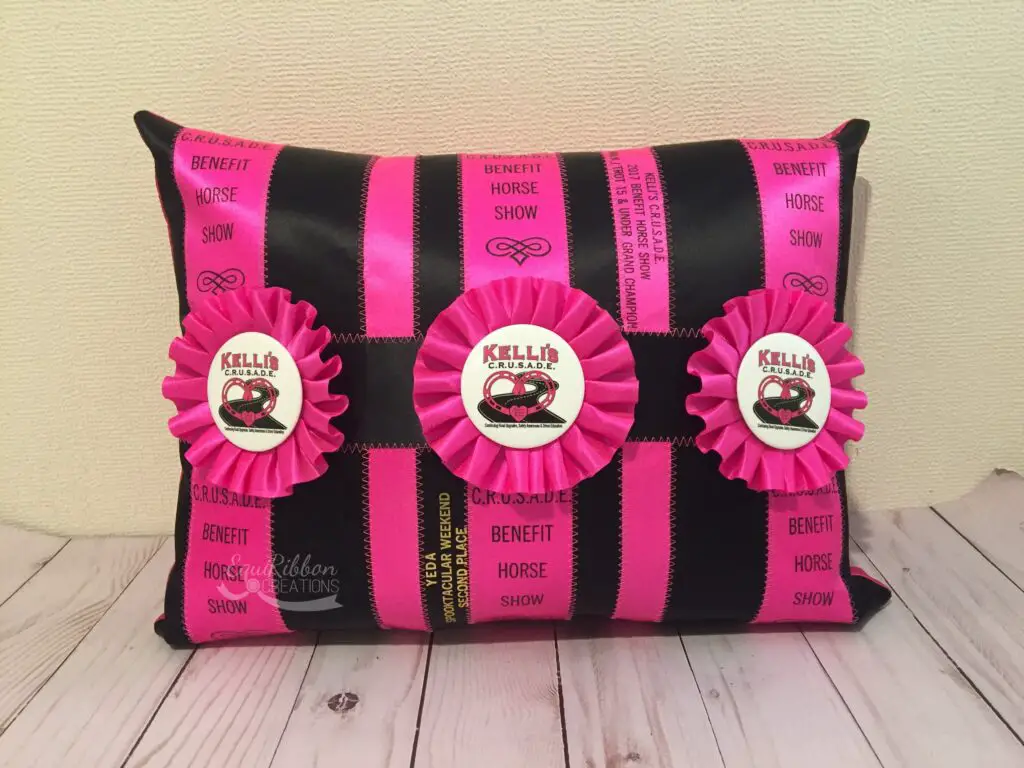 ribbon pillow, horse show ribbon pillow